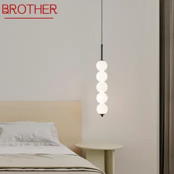 Современный латунный светильник BROTHER, люстра LED 3 цвета, простой Креативный декор, стеклянная подвесная лампа для прикроватной тумбочки в домашней спальне