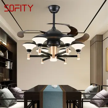 Современный потолочный вентилятор SOFITY со светодиодной подсветкой и управлением, домашний декор Для гостиной, столовой, Спальни, ресторана