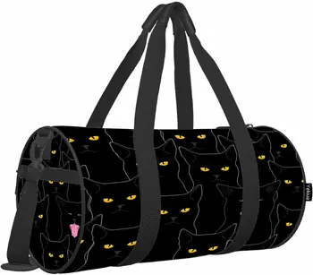 Спортивная сумка для черных кошек, домашнее животное, Золотые глаза, Высунутый язык, Разные выражения лица, спортивная сумка для женщин, мужская