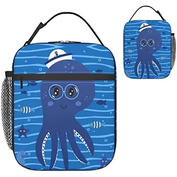 Сумка для ланча с изоляцией Octopus Ocean Женская Многоразовая коробка для ланча с карманом для работы, пикника, путешествий, сумки для ланча для женщин и мужчин