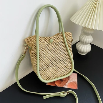 Фирменная дизайнерская плетеная сумка-тоут Женские богемные сумки через плечо для женщин Летние пляжные соломенные сумки и кошельки Дорожная сумка через плечо