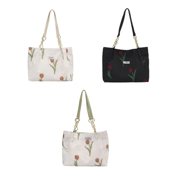 Французская сумка-тоут, сумка через плечо большой емкости, сумки с цветами тюльпанов для покупок