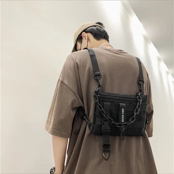 Функциональная тактическая нагрудная сумка для мужчин, модный жилет в стиле хип-хоп, уличная сумка, поясная сумка, женская черная сумка Wild Chest Rig
