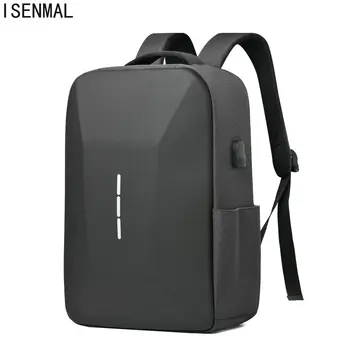 Черная сумка из ПК с жестким корпусом для отдыха, поездок на работу, водонепроницаемый легкий деловой рюкзак, мужской рюкзак с противоугонным замком, сумка для компьютера