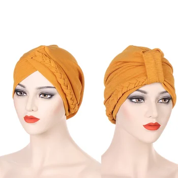 Шляпы, мусульманские тюрбаны, хиджабы, шляпа Wuman, Новая модная женская кепка чистого цвета в простом стиле, популярные головные уборы в Европе и США