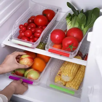 Ящик для хранения холодильника Лоток Корзина для хранения Кухонного холодильника Пластиковая корзина для хранения продуктов Коробка для хранения овощей и фруктов